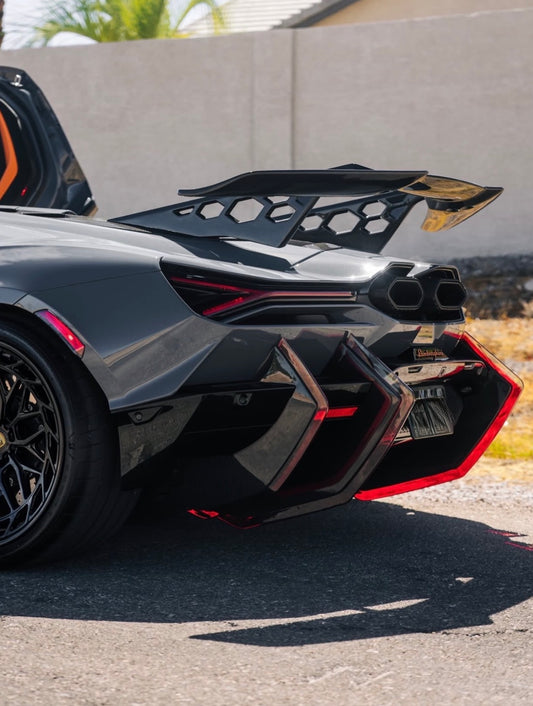Lamborghini Revuelto β DK Style Carbon Fiber Rear Engine Plate & Wing