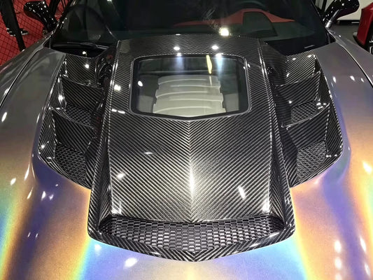 Corvette C7 β Carbon Fiber Vented Transparent Hood
