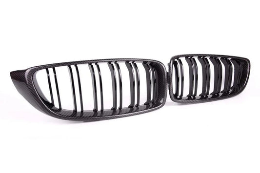 BMW F30 3 Series - Carbon Fiber Dual Slat Front Grilles