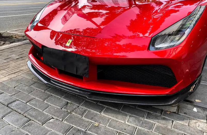 Ferrari 488 GTB 2015-2018 - V Style Carbon Fiber Front Bumper Splitter Lip