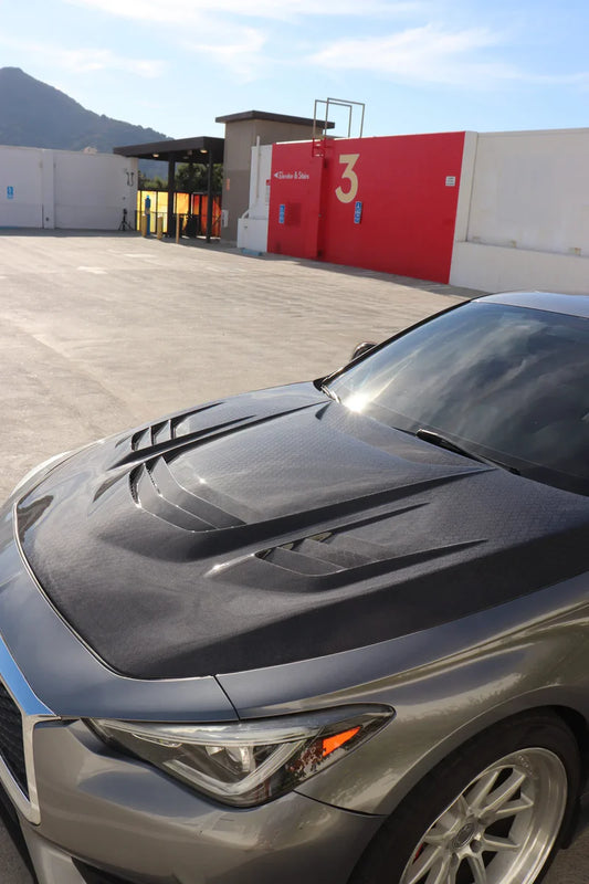 Infiniti Q60 / Q60S CV37 – Carbon Fiber Front Engine Vented Hood