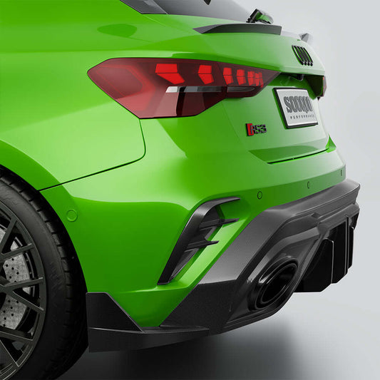 Audi RS3 8Y Sportback - SOOQOO Prepreg Carbon Fiber Rear Bumper Inserts