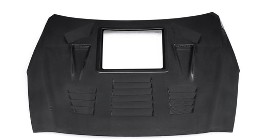 Nissan GT-R R35 (2008–2016) – V1 Carbon Fiber Vented Hood with Transparent Window