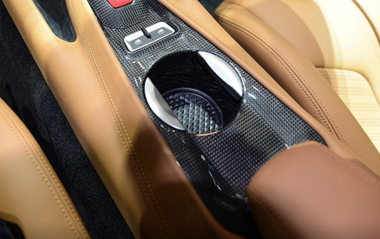 Ferrari F12 Berlinetta – Carbon Fiber Interior Center Console Cup Holder Panel Cover
