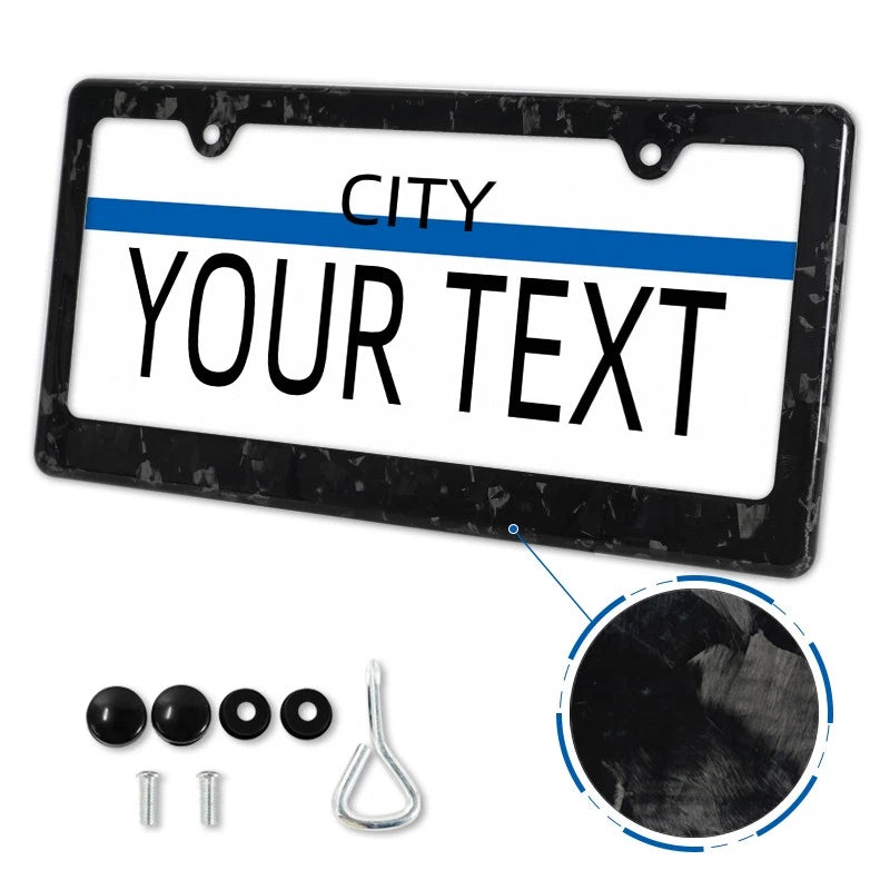 Black Forged Carbon Fiber License Plate Frame - 2 Hole