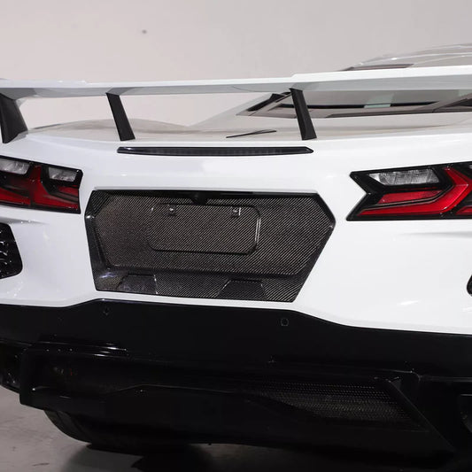 Corvette C8 – Carbon Fiber Rear License Plate Frame Cover Trim