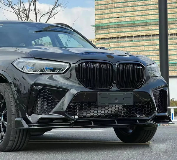 BMW X5M F95 Pre-LCI - R Style Gloss Black Front Bumper Lip Splitter