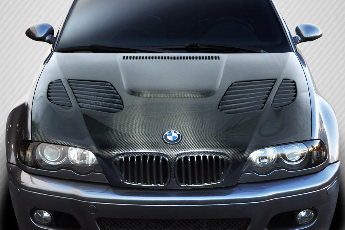 BMW E46 M3 & 3 Series - GTR Style Carbon Fiber Front Hood