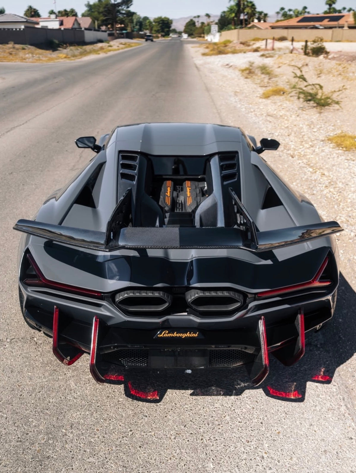 Lamborghini Revuelto – DK Style Carbon Fiber LED Rear Bumper Diffuser Canards