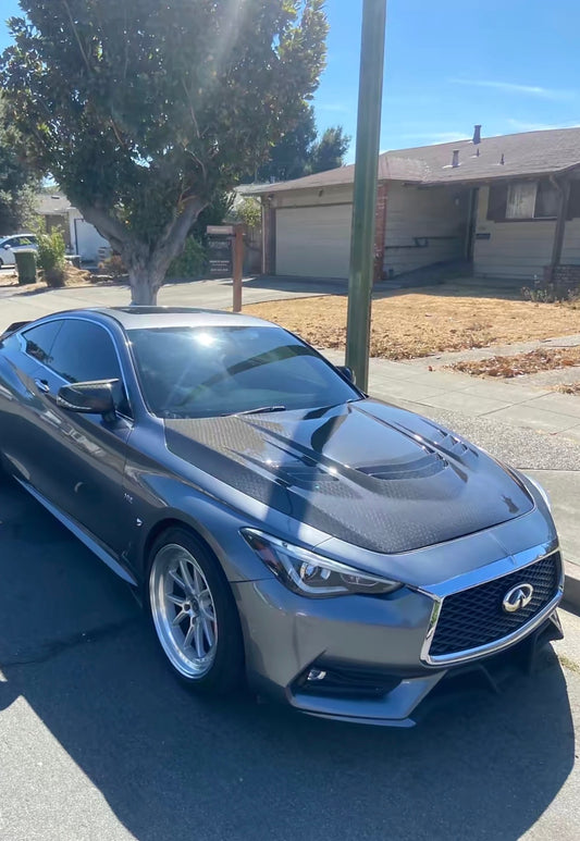 Infiniti Q60 / Q60S CV37 – Carbon Fiber Front Engine Vented Hood