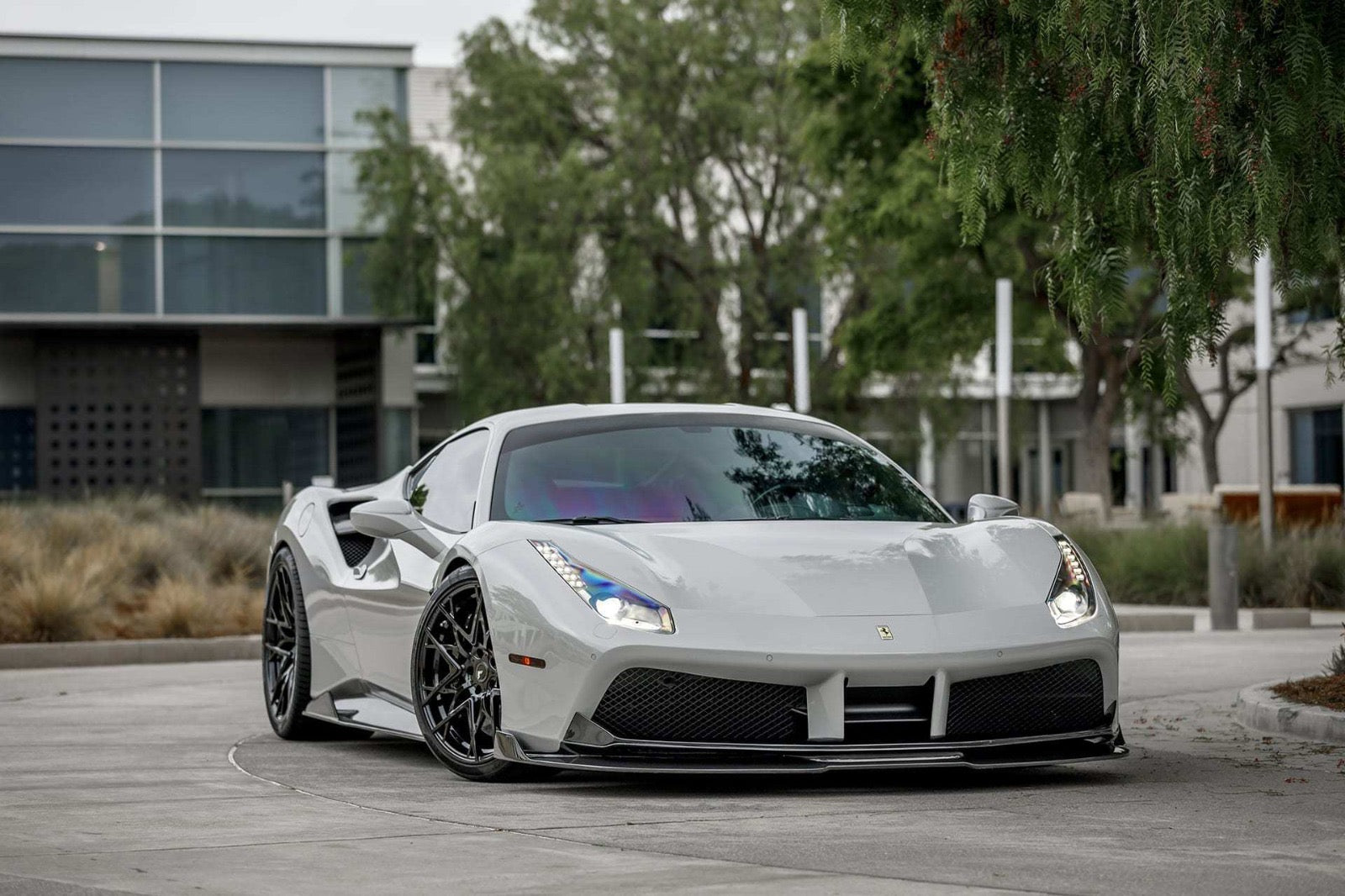 Ferrari 488 GTB 2015-2018 - V Style Carbon Fiber Front Bumper Splitter Lip