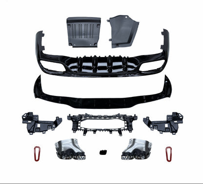 Mercedes-Benz CLE Class C236/W236 CLE300 & CLE260 - CLE63 AMG Style Rear Diffuser with Exhaust Tips