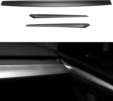 Tesla Model 3 & Model Y (2020–2023.5) – Matte Dry Carbon Fiber Dashboard Cover & Door Trim Panel Set (3PCS)