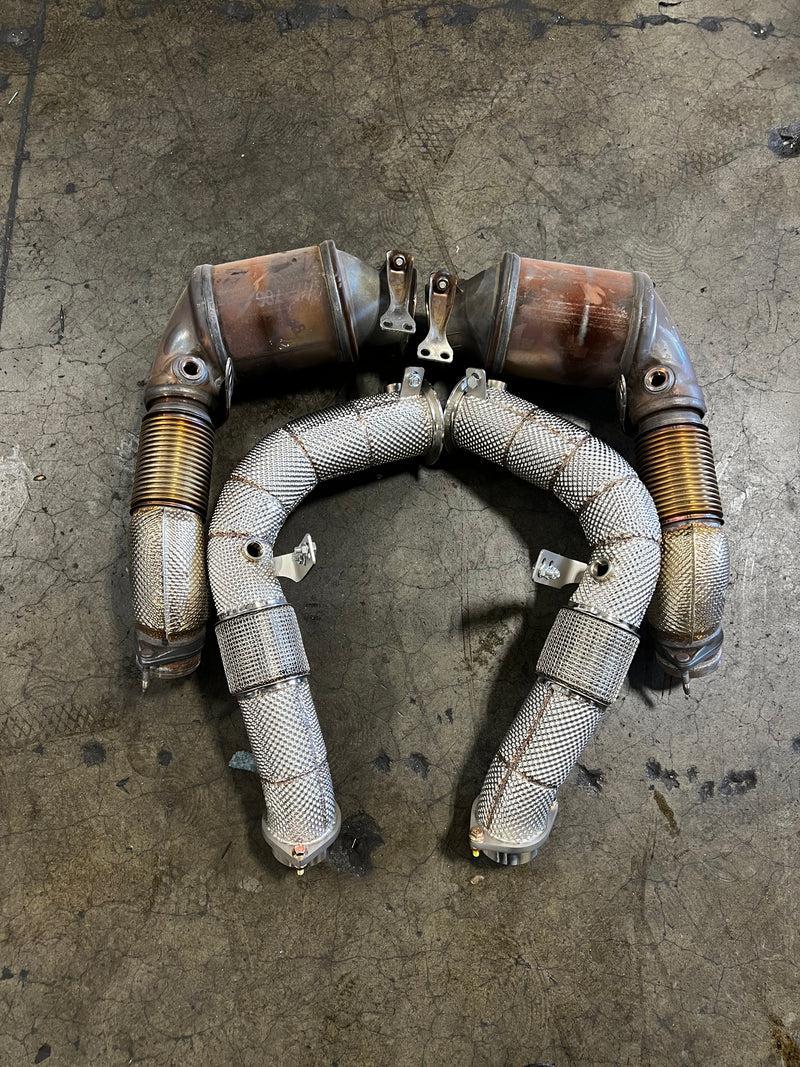 BMW X5M / X6M 2019-2025 – Full Catless Downpipes with Heat Shield