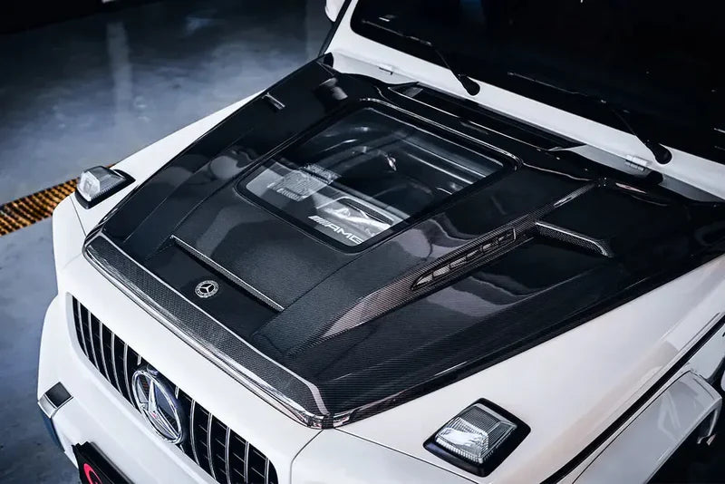 Mercedes-Benz G Wagon W464 G500 G550 G63 (2019-2025) - Carbon Fiber Hood Bonnet with Transparent Glass Insert