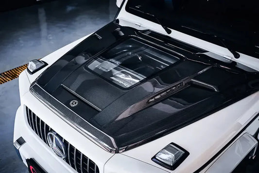 Mercedes-Benz G Wagon W464 G500 G550 G63 (2019-2025) - Carbon Fiber Hood Bonnet with Transparent Glass Insert