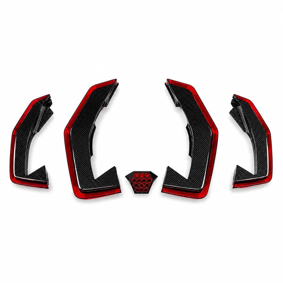 Lamborghini Revuelto – DK Style Carbon Fiber LED Rear Bumper Diffuser Canards