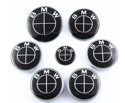 Black BMW Roundel Emblem Set (7-Piece)