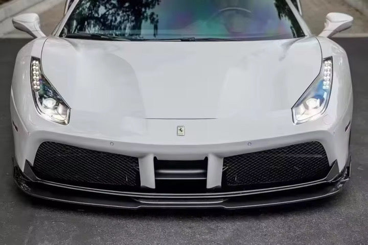 Ferrari 488 GTB 2015-2018 - V Style Carbon Fiber Front Bumper Splitter Lip