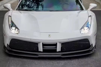 Ferrari 488 GTB 2015-2018 - V Style Carbon Fiber Front Bumper Splitter Lip