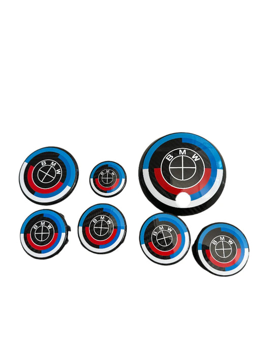BMW Roundel & Hub Cap Replacement Set (7-Piece) - Carbon Fiber 50th Anniversary M Heritage