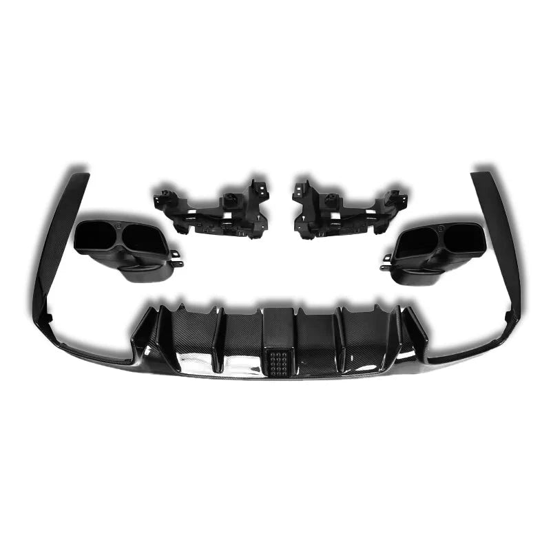 Mercedes Benz W213 E63 / E53 / E43 AMG – Carbon Fiber Rear Diffuser with Brake Light & Exhaust Tips