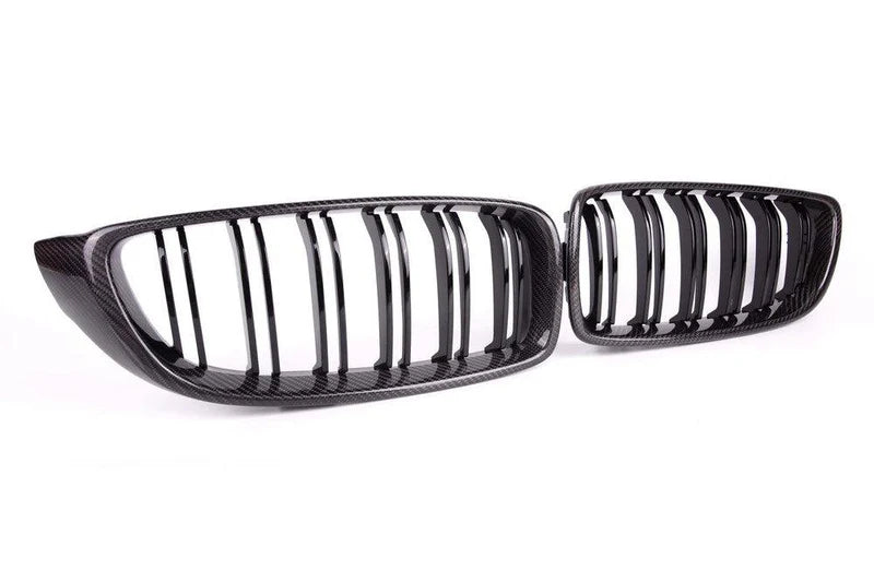 BMW F30 3 Series - Carbon Fiber Dual Slat Front Grilles