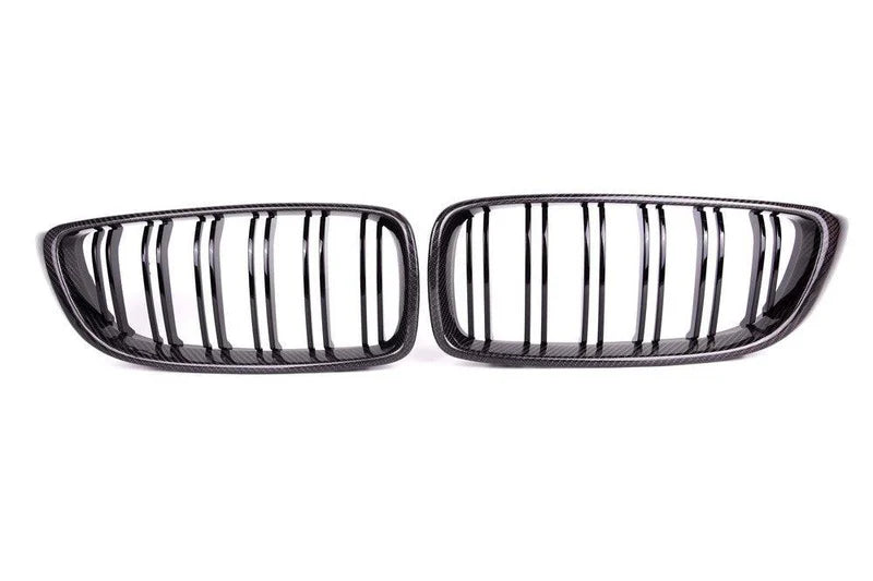 BMW F30 3 Series - Carbon Fiber Dual Slat Front Grilles