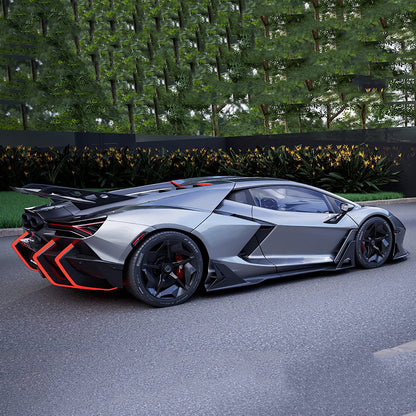 Lamborghini Revuelto – DK Style Carbon Fiber LED Rear Bumper Diffuser Canards