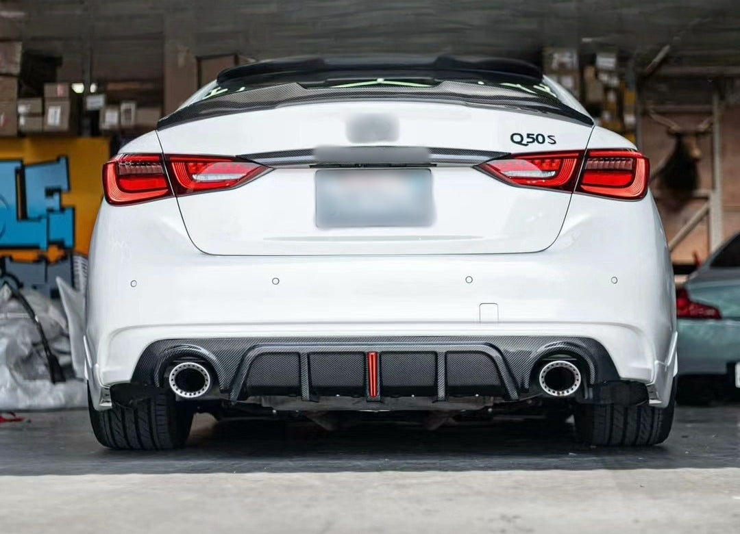 Infiniti Q50 / Q50S – Carbon Fiber Rear Diffuser with LED Light