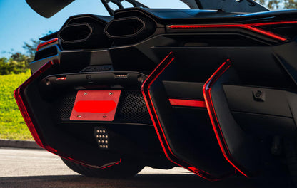 Lamborghini Revuelto – DK Style Carbon Fiber LED Rear Bumper Diffuser Canards