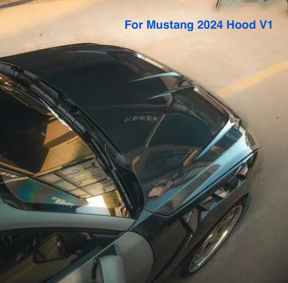 Ford Mustang S650 - GTD Style Carbon Fiber Vented Front Hood