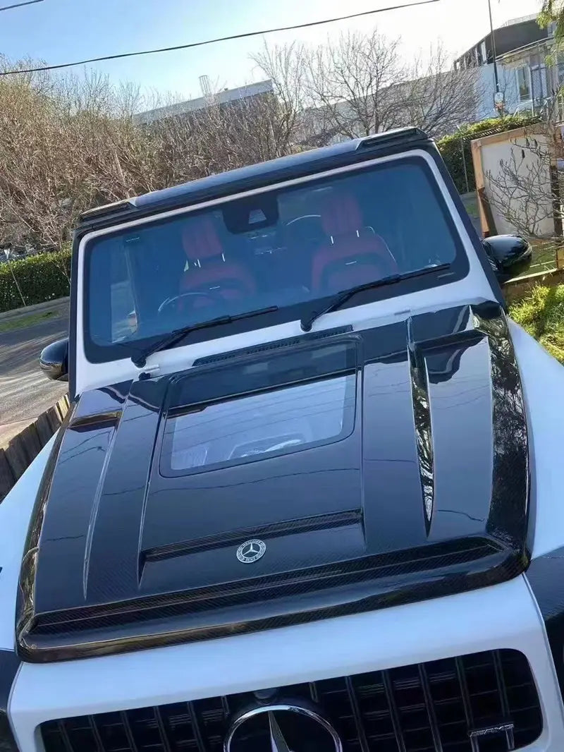 Mercedes-Benz G Wagon W464 G500 G550 G63 (2019-2025) - Carbon Fiber Hood Bonnet with Transparent Glass Insert