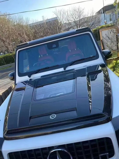 Mercedes-Benz G Wagon W464 G500 G550 G63 (2019-2025) - Carbon Fiber Hood Bonnet with Transparent Glass Insert