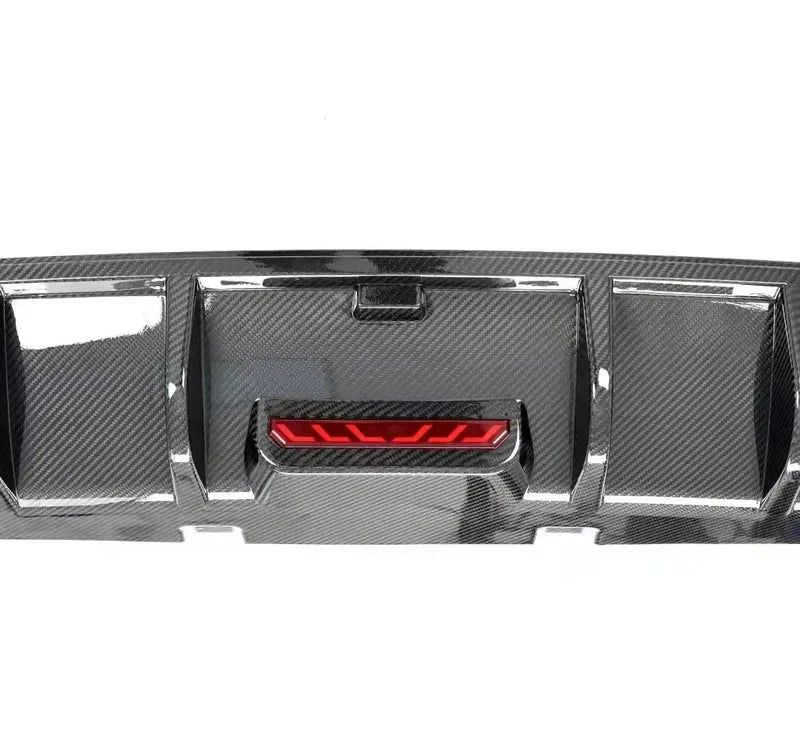 Audi Q8 (2020+) - Prepreg Carbon Fiber Rear Diffuser with LED Brake Light