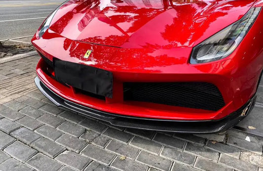Ferrari 488 GTB 2015-2018 - V Style Carbon Fiber Front Bumper Splitter Lip