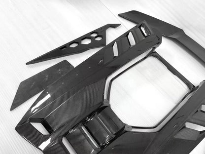 Lamborghini Revuelto – DK Style Carbon Fiber Rear Engine Plate & Wing