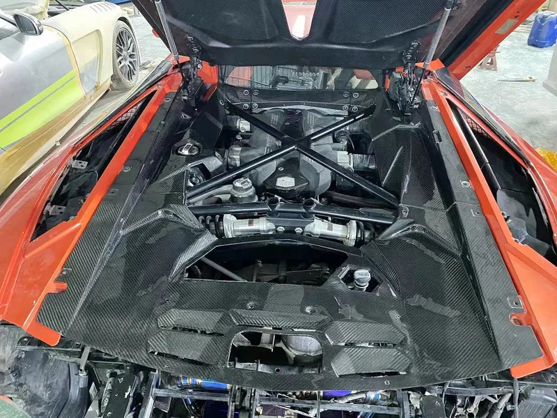 Lamborghini Aventador LP700 / LP720 / LP750 - Dry Carbon Fiber Full Engine Bay Cover Set