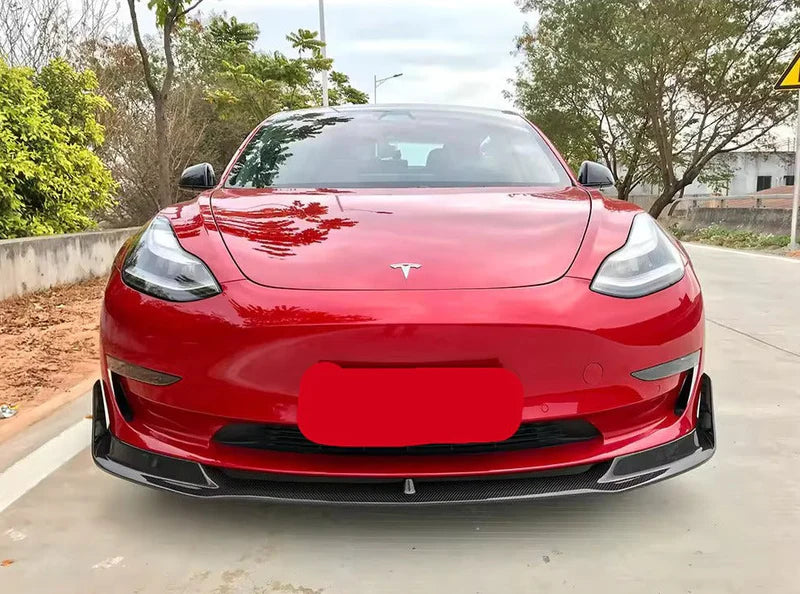 Tesla Model 3 2017-2023 - V Style Carbon Fiber Front Lip