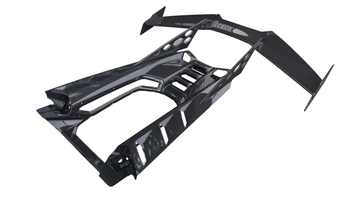 Lamborghini Revuelto – DK Style Carbon Fiber Rear Engine Plate & Wing