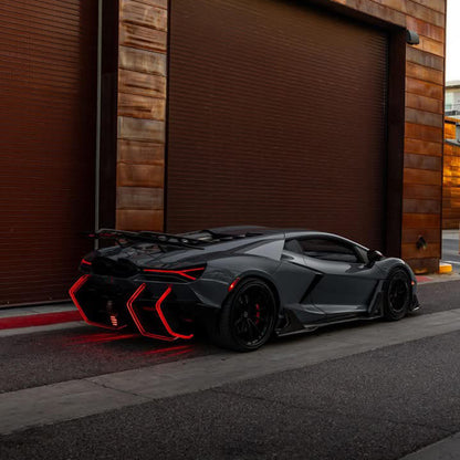 Lamborghini Revuelto – DK Style Carbon Fiber LED Rear Bumper Diffuser Canards