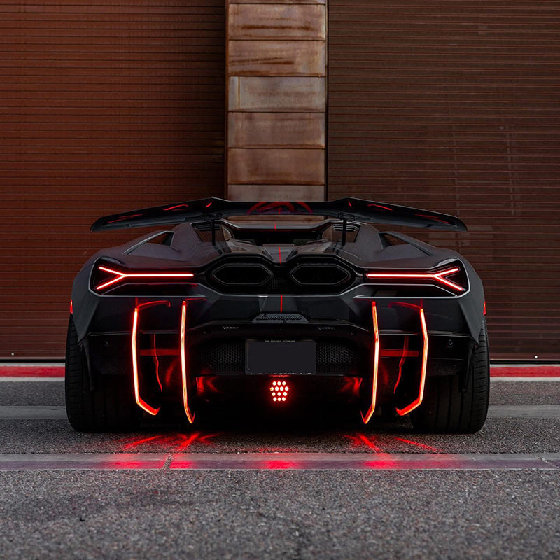 Lamborghini Revuelto – DK Style Carbon Fiber LED Rear Bumper Diffuser Canards
