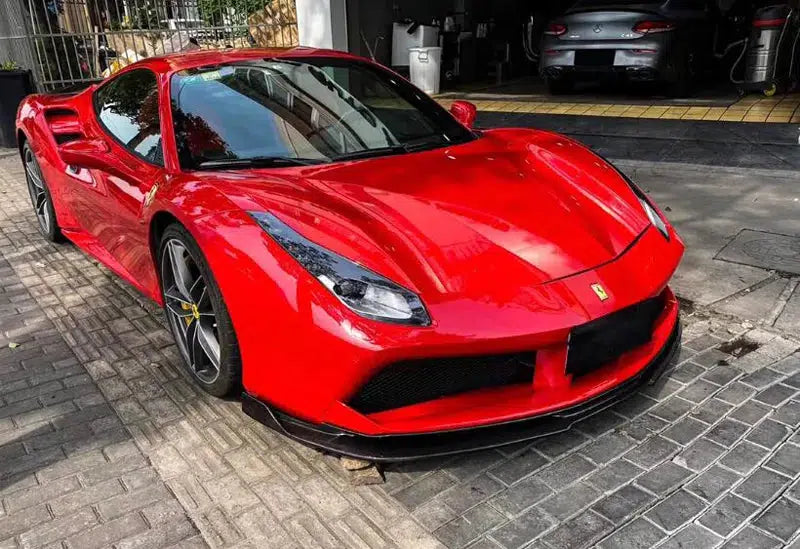 Ferrari 488 GTB 2015-2018 - V Style Carbon Fiber Front Bumper Splitter Lip