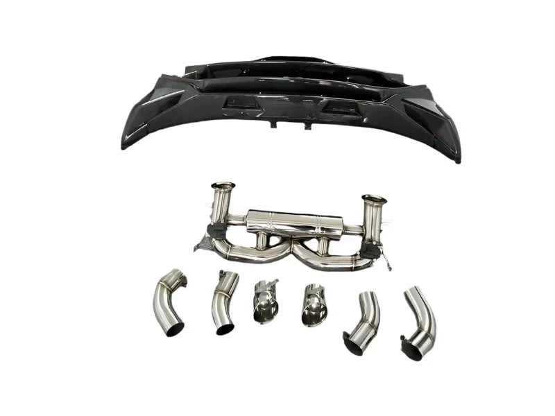 Lamborghini Huracán LP610/LP580/EVO - Tecnica Style Carbon Fiber Rear Bumper with Exhaust