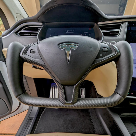 Tesla Model S & Model X Plaid - Carbon Fiber Interior Steering Wheel Trim