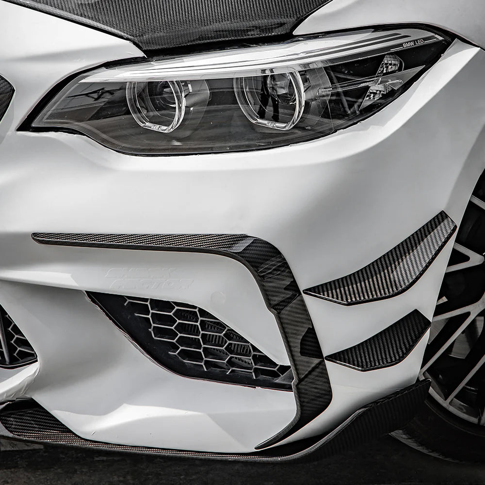 BMW M2 F87 LCI - SOOQOO Prepreg Carbon Fiber Front Bumper Inserts