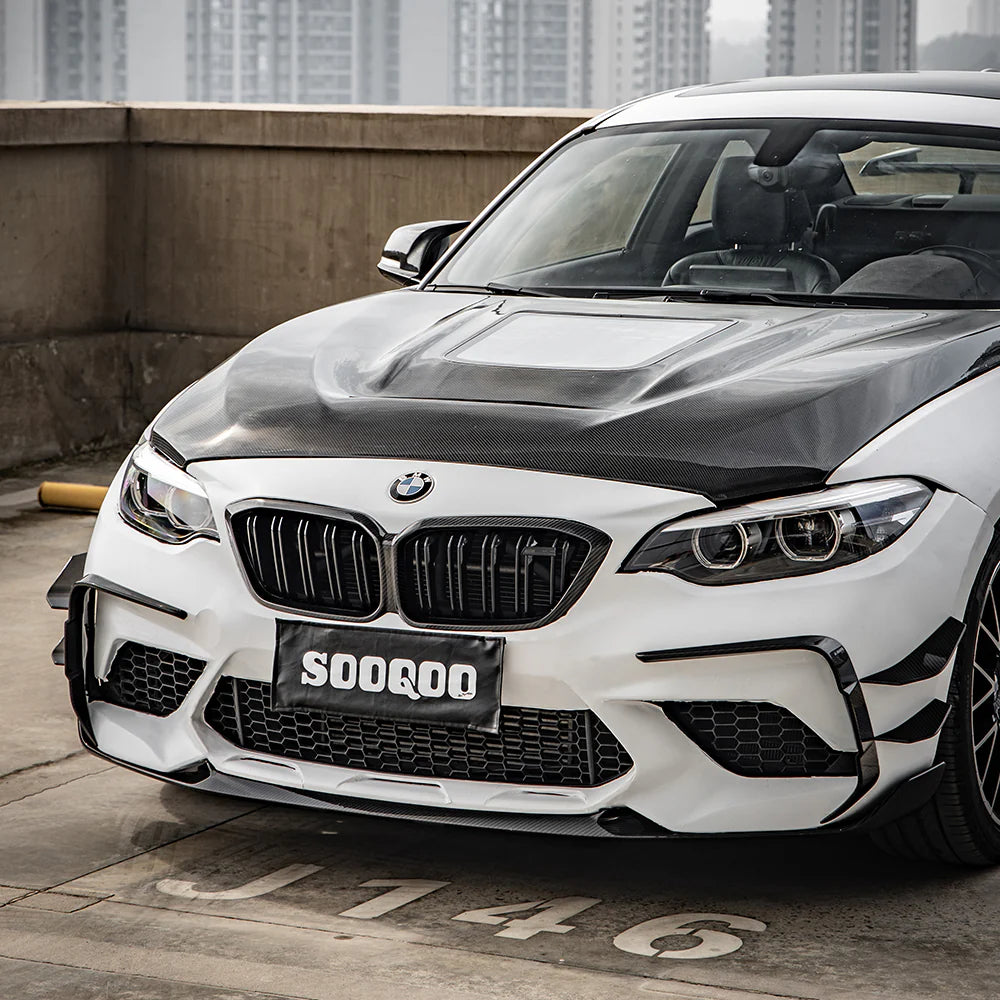 BMW M2 F87 LCI - SOOQOO Prepreg Carbon Fiber Front Bumper Inserts