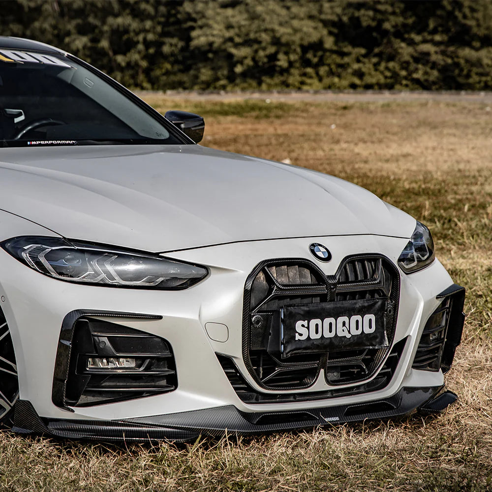 BMW 4 Series G22/G23 - SOOQOO Prepreg Carbon Fiber Front Bumper Inserts