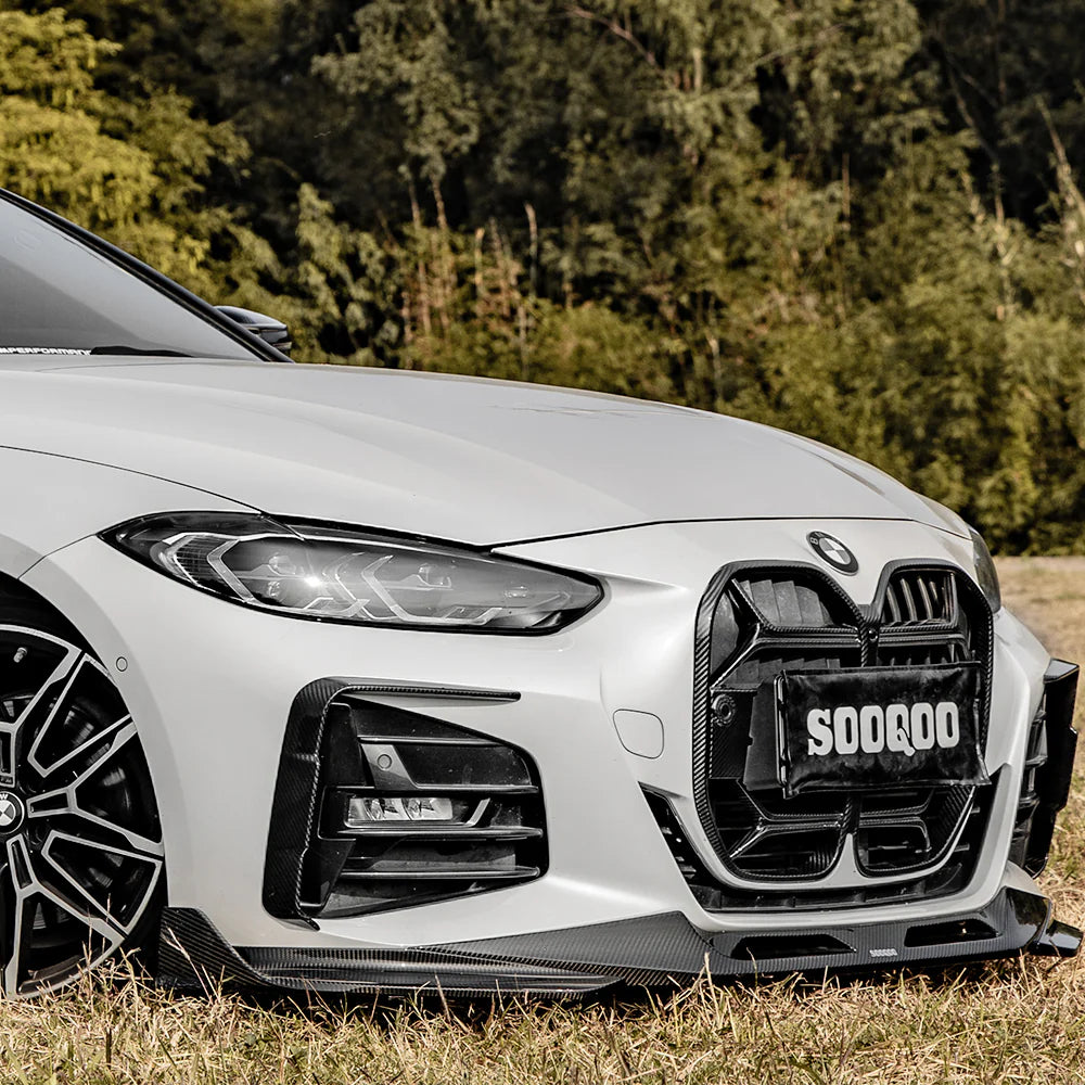 BMW 4 Series G22/G23 - SOOQOO Prepreg Carbon Fiber Front Bumper Inserts