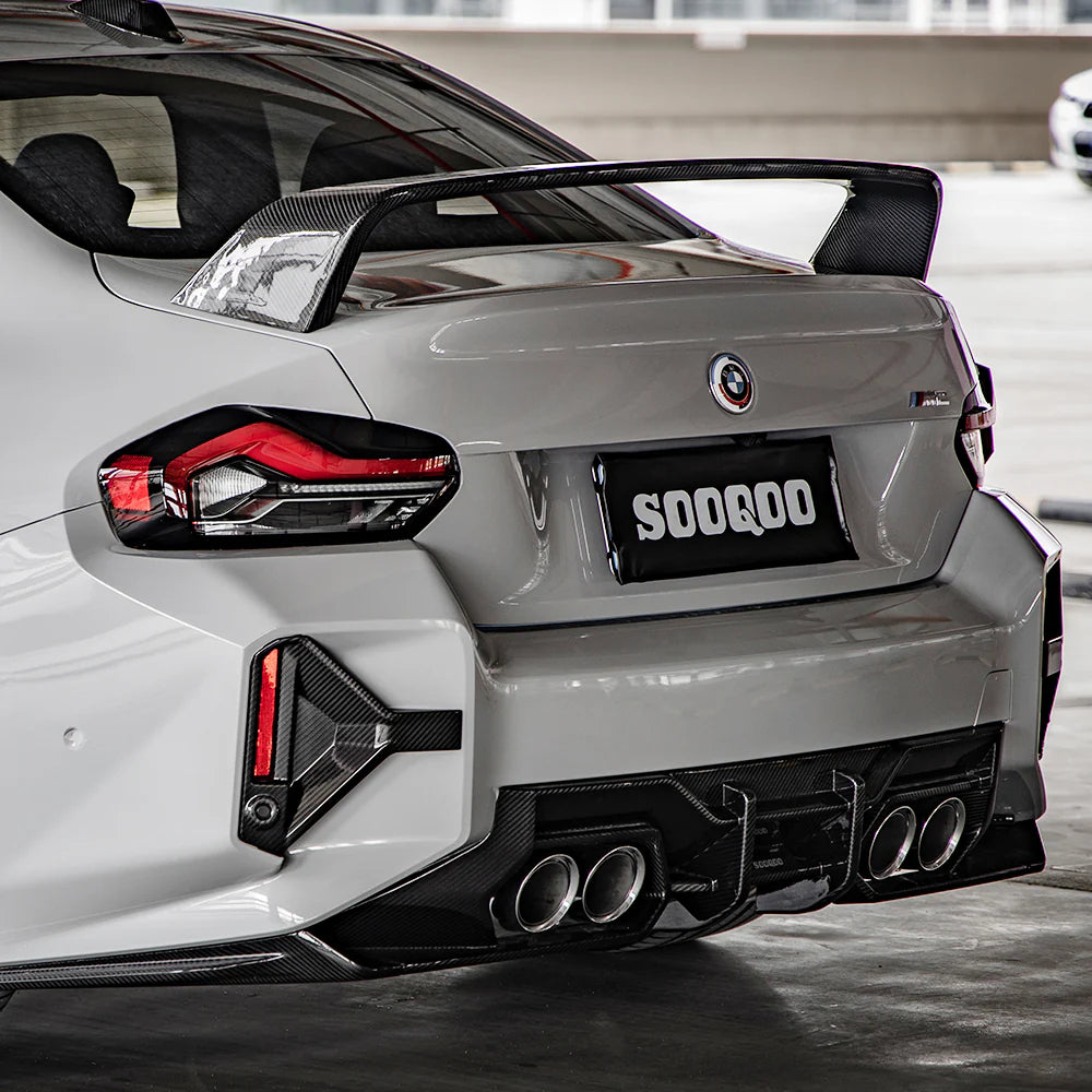 BMW M2 G87 - SOOQOO Prepreg Carbon Fiber Rear Bumper Inserts